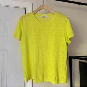 RODEBJER‎ neon yellow lime green linen slub knit crew neck tee t-shirt